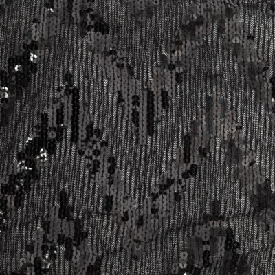 Трикотажное полотно с пайетками, шир.130 см, #311-бахрома чёрная - купить в Салавате. Цена 1 183.35 руб.
