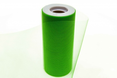 Фатин в шпульках 16-146, 10 гр/м2, шир. 15 см (в нам. 25+/-1 м), цвет зелёный - купить в Салавате. Цена: 100.69 руб.