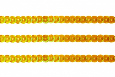 Пайетки "ОмТекс" на нитях, CREAM, 6 мм С / упак.73+/-1м, цв. 92 - золото - купить в Салавате. Цена: 484.77 руб.