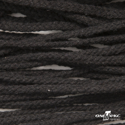 Шнур плетеный d-6 мм круглый, 70% хлопок 30% полиэстер, уп.90+/-1 м, цв.1078-черный - купить в Салавате. Цена: 588 руб.