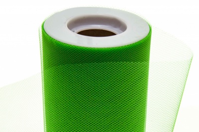 Фатин в шпульках 16-146, 10 гр/м2, шир. 15 см (в нам. 25+/-1 м), цвет зелёный - купить в Салавате. Цена: 100.69 руб.