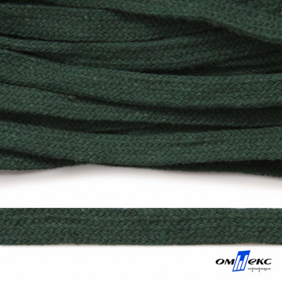 Шнур плетеный d-8 мм плоский, 70% хлопок 30% полиэстер, уп.85+/-1 м, цв.1016-т.зеленый - купить в Салавате. Цена: 742.50 руб.