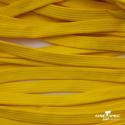 Шнур плетеный (плоский) d-12 мм, (уп.90+/-1м), 100% полиэстер, цв.269 - жёлтый - купить в Салавате. Цена: 8.62 руб.