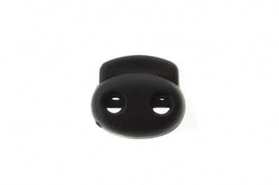 8049ТН Фиксатор пластиковый двухдырочный, 23х20 мм, цвет чёрный - купить в Салавате. Цена: 1.37 руб.