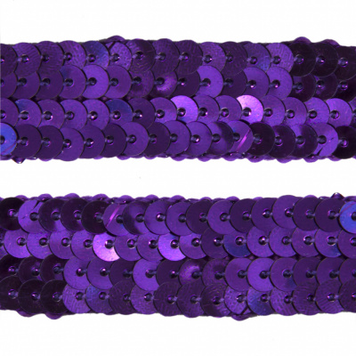 Тесьма с пайетками 12, шир. 20 мм/уп. 25+/-1 м, цвет фиолет - купить в Салавате. Цена: 778.19 руб.