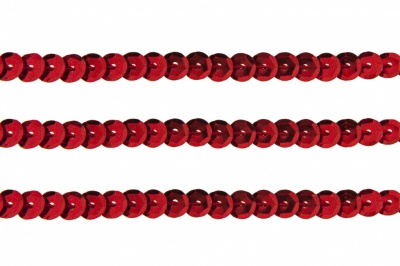 Пайетки "ОмТекс" на нитях, SILVER-BASE, 6 мм С / упак.73+/-1м, цв. 3 - красный - купить в Салавате. Цена: 468.37 руб.