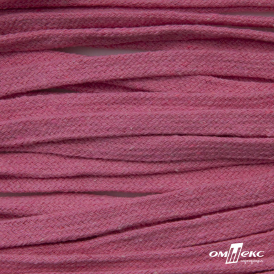 Шнур плетеный d-8 мм плоский, 70% хлопок 30% полиэстер, уп.85+/-1 м, цв.1029-розовый - купить в Салавате. Цена: 735 руб.