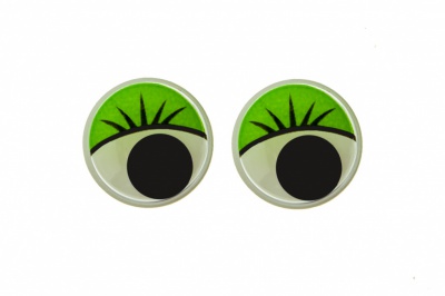 Глазки для игрушек, круглые, с бегающими зрачками, 15 мм/упак.50+/-2 шт, цв. -зеленый - купить в Салавате. Цена: 113.01 руб.