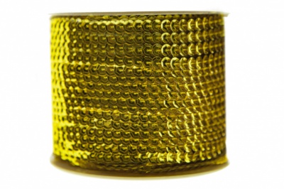 Пайетки "ОмТекс" на нитях, SILVER-BASE, 6 мм С / упак.73+/-1м, цв. 7 - св.золото - купить в Салавате. Цена: 468.37 руб.
