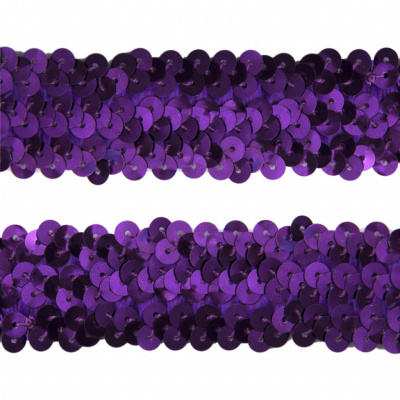 Тесьма с пайетками 12, шир. 30 мм/уп. 25+/-1 м, цвет фиолет - купить в Салавате. Цена: 1 098.48 руб.