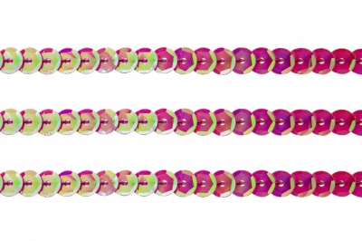 Пайетки "ОмТекс" на нитях, CREAM, 6 мм С / упак.73+/-1м, цв. 89 - розовый - купить в Салавате. Цена: 468.37 руб.