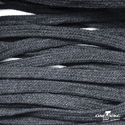 Шнур плетеный d-8 мм плоский, 70% хлопок 30% полиэстер, уп.85+/-1 м, цв.1013-тём.серый - купить в Салавате. Цена: 735 руб.