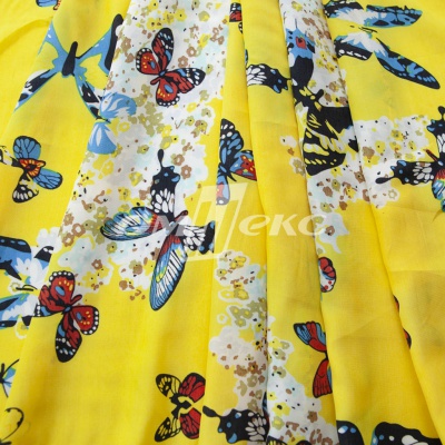 Плательная ткань "Софи" 7.2, 75 гр/м2, шир.150 см, принт бабочки - купить в Салавате. Цена 241.49 руб.